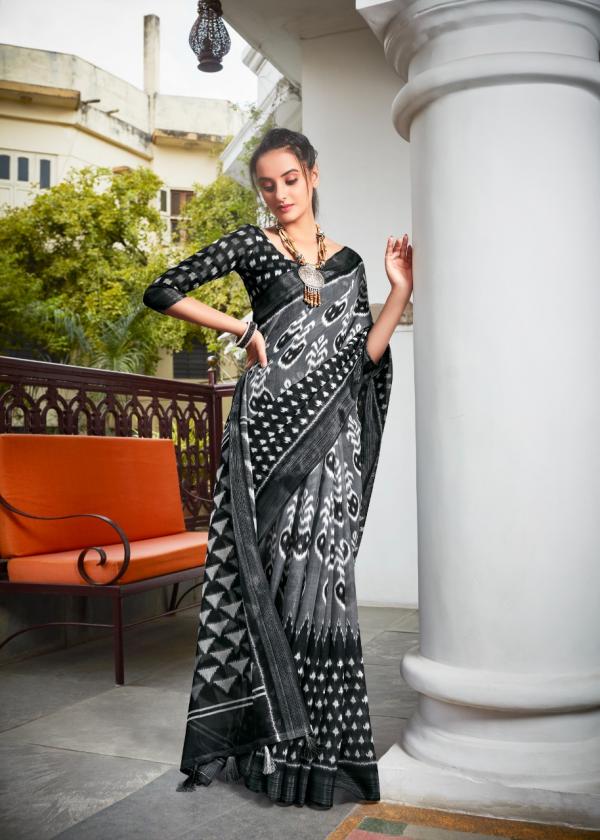 Shvetambar Black Patola Fancy Linen Silk Saree Collection